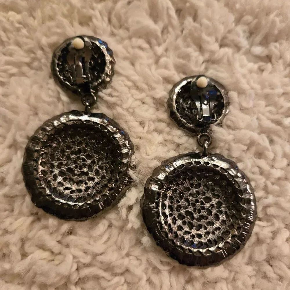 Chico's Rhinestone Disc Earrings Clip - Picture 4 of 8